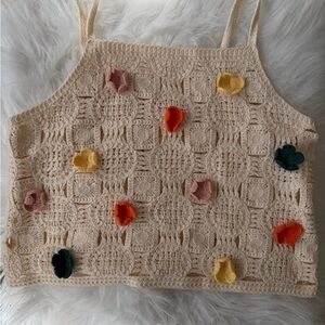 Crochet Tank Top with Colorful Accents